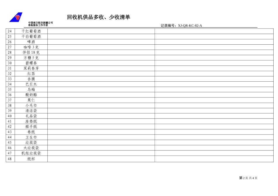 KCB-029-客舱部回收机供品多收、少收清单.doc_第2页