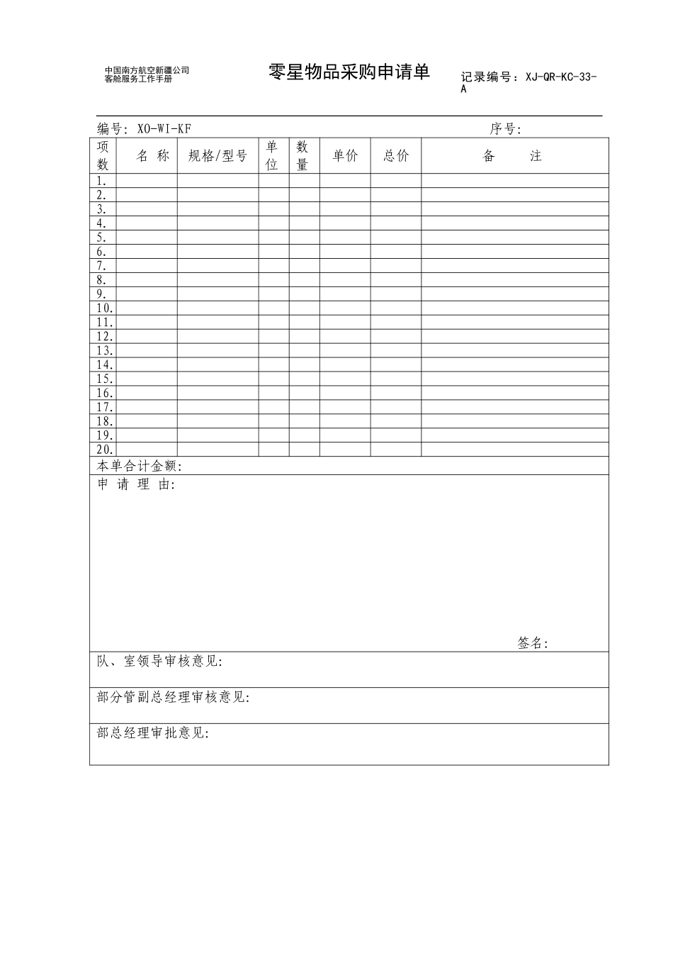 保障中队零星物品采购申请单.doc_第1页