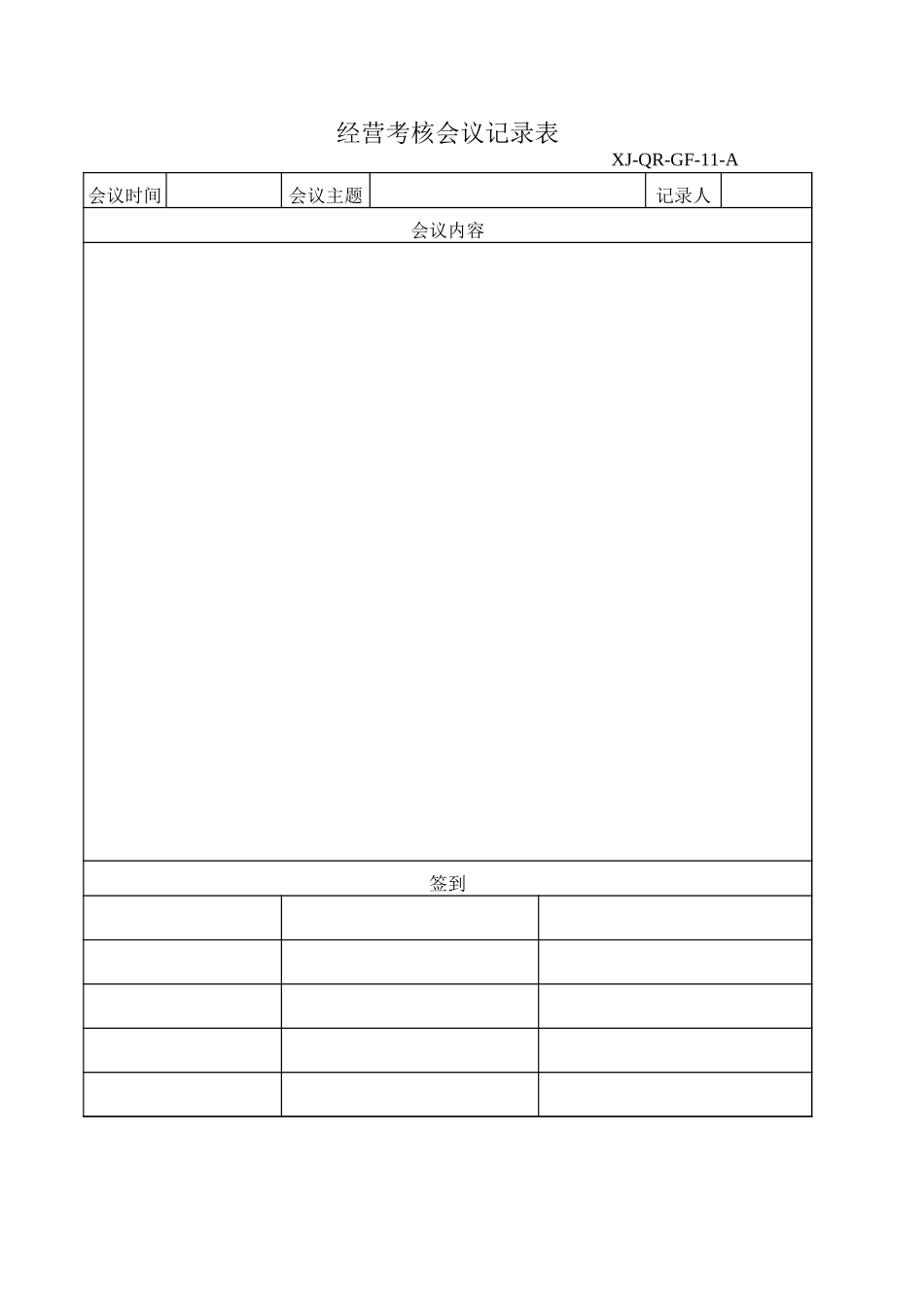 11经营考核会议记录表.xls_第1页