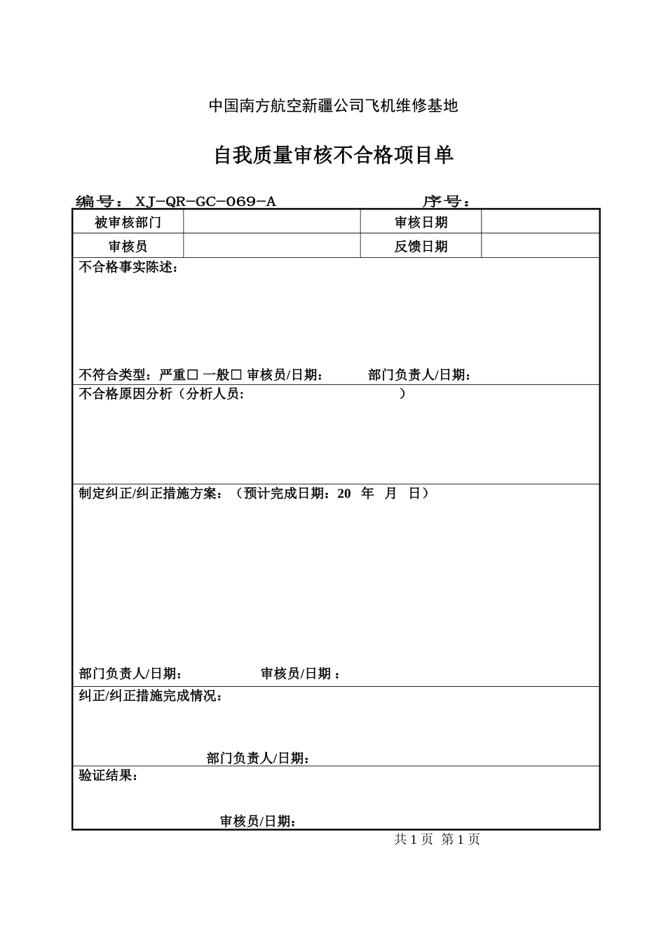 69自审不合格项目单.doc_第1页