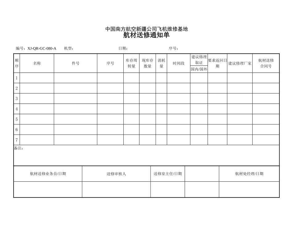 80航材送修通知单.doc_第1页