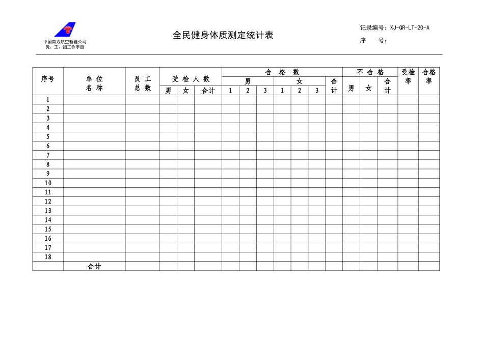 20全民健身体质测定统计表.doc_第1页