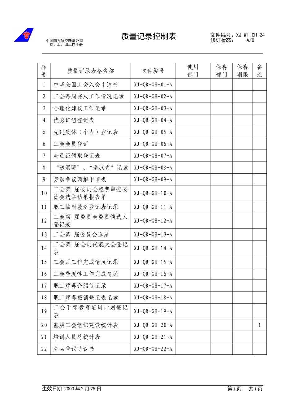 （24）质量管理体系记录清单.doc_第1页