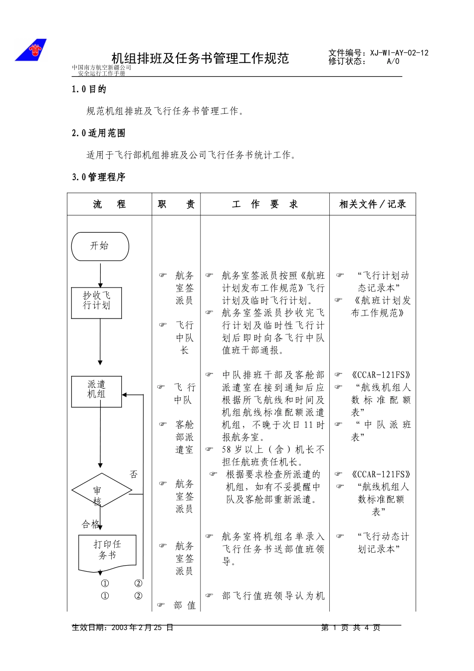 14机组排班及任务书管理工作规范.doc_第1页