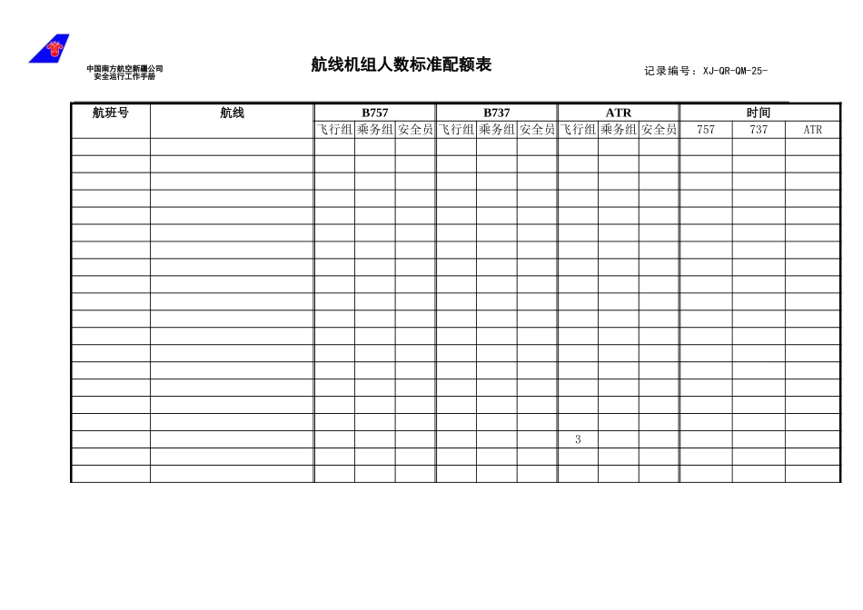 25航线机组人数标准配额表.doc_第1页