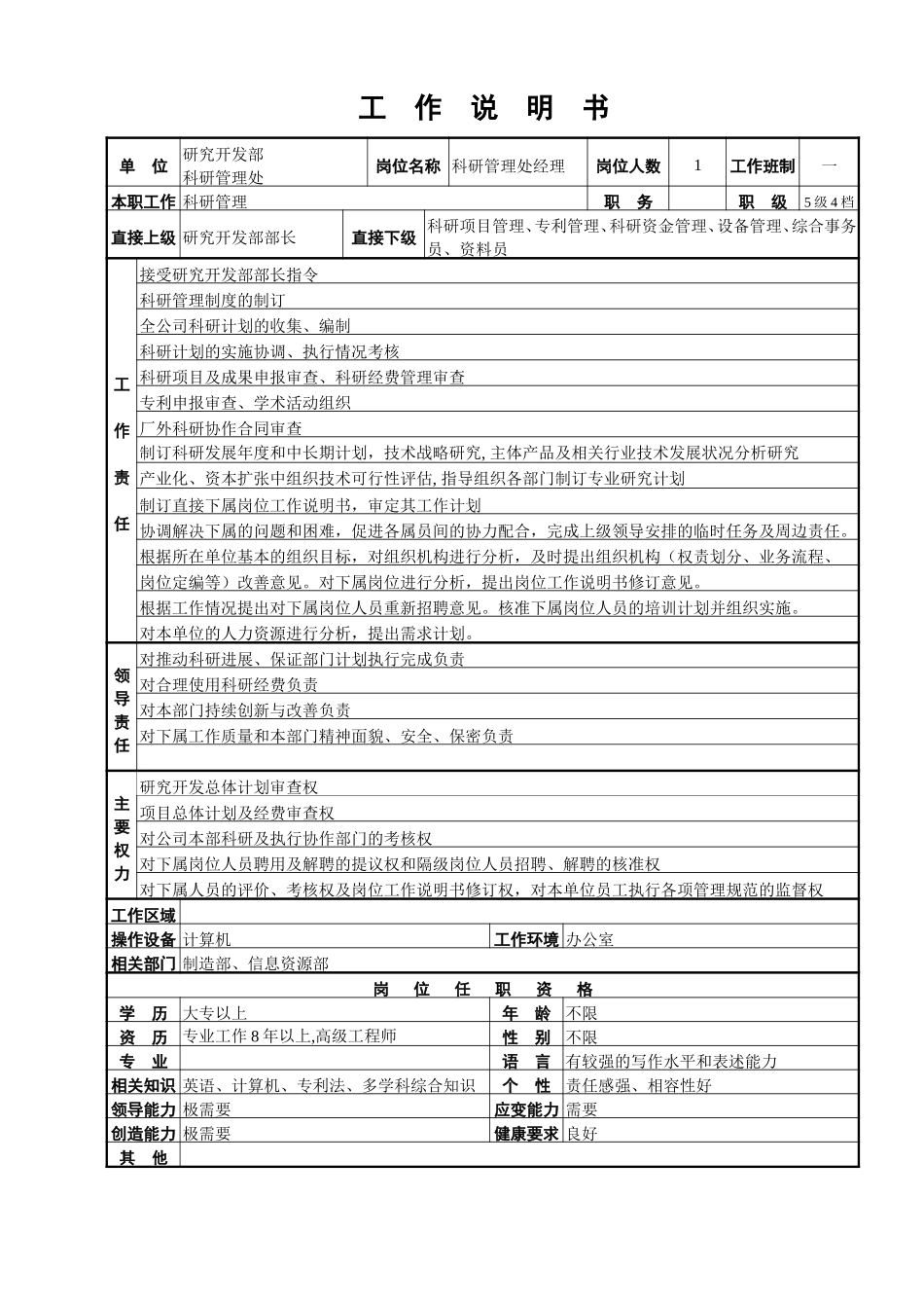 科研管理处工作说明书.doc_第1页