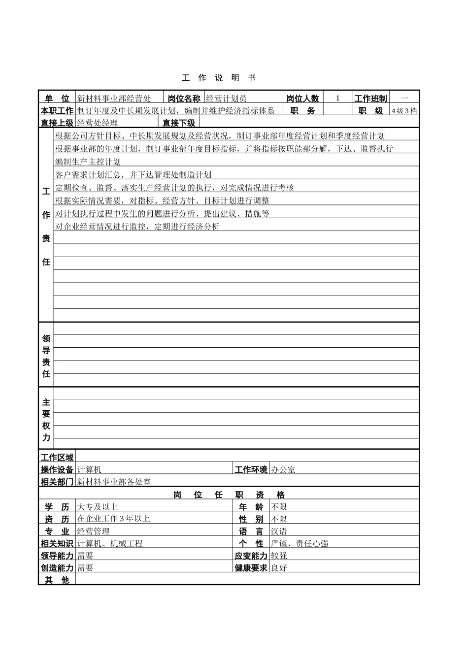 新材料事业部经营处工作说明书.doc_第2页