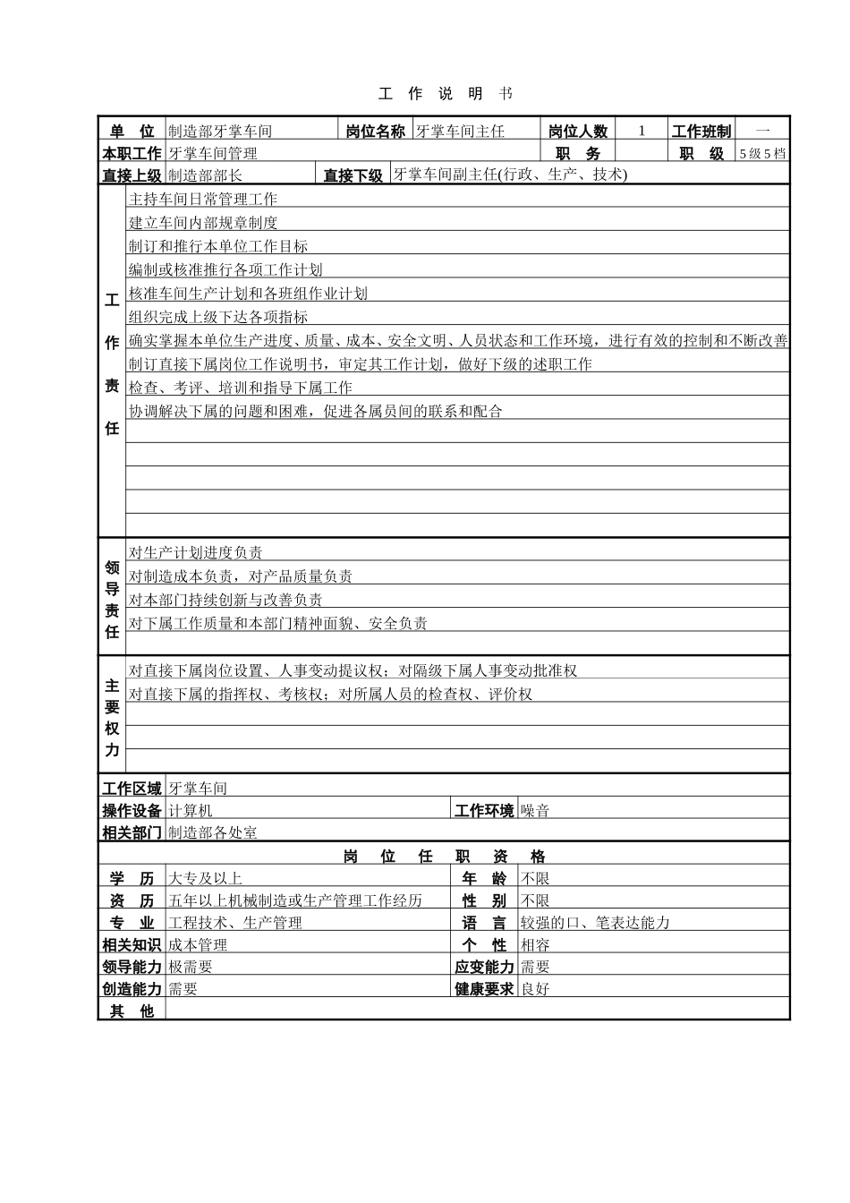 牙掌车间工作说明书.doc_第1页