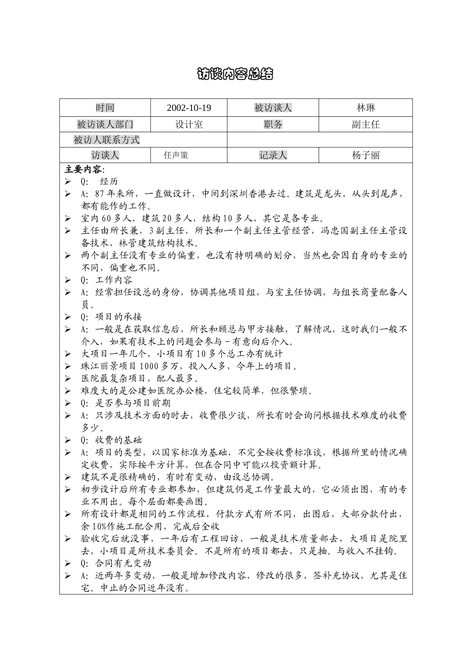 1019访谈记录林琳（设计）.doc_第1页