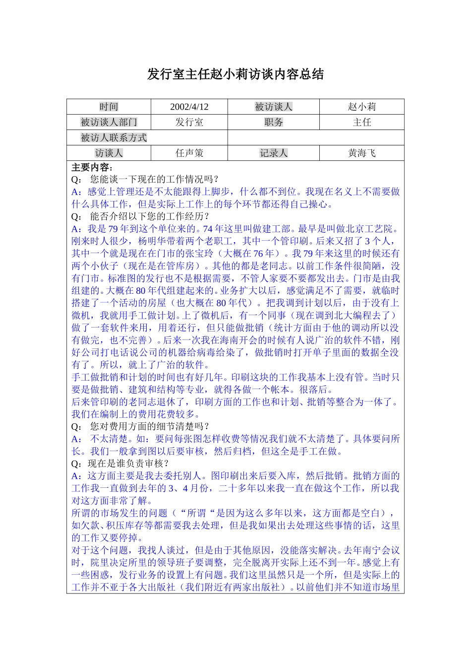 01发行室主任赵小莉访谈记录0412.doc_第1页