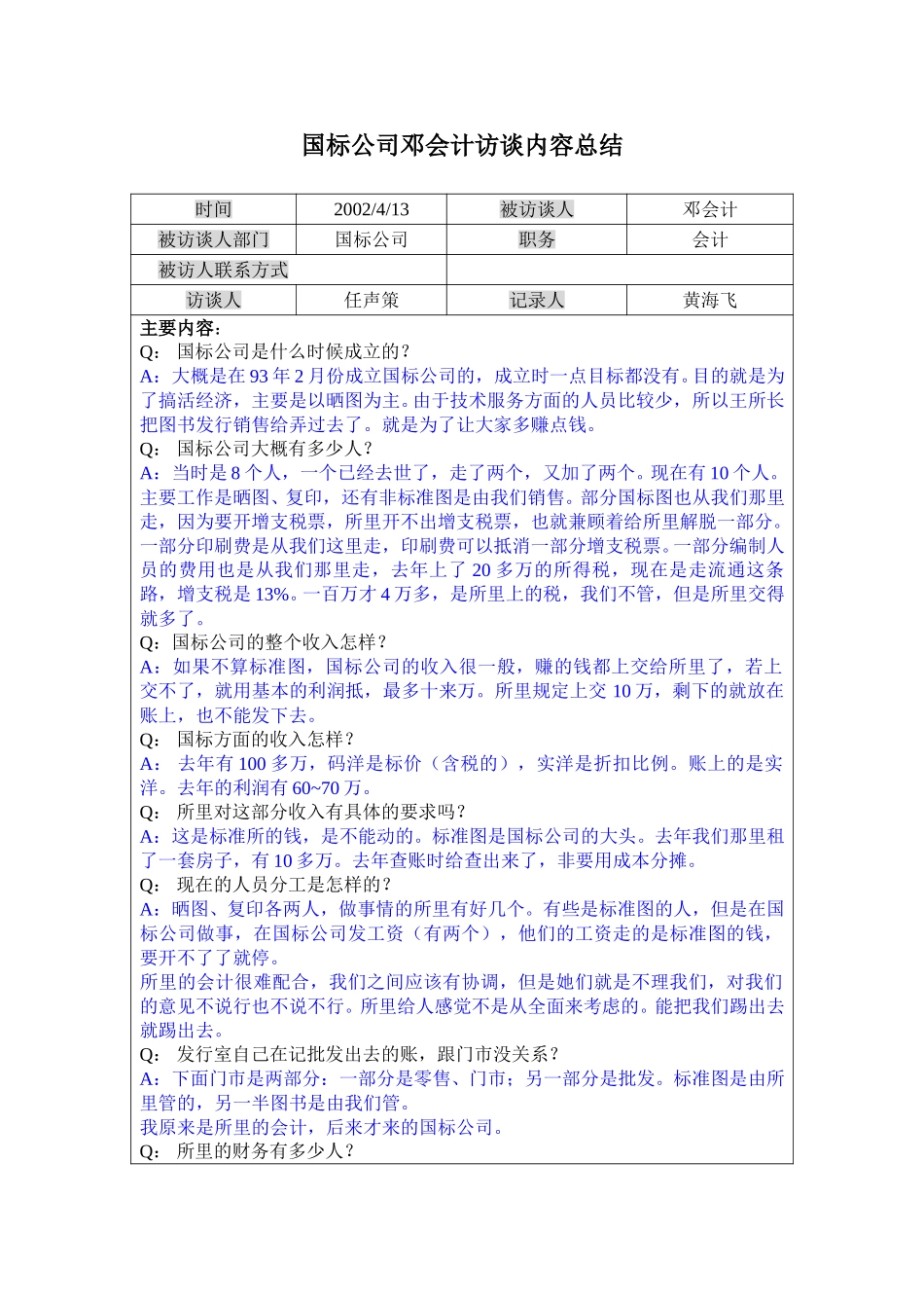 13国标公司邓会计访谈记录0413.doc_第1页