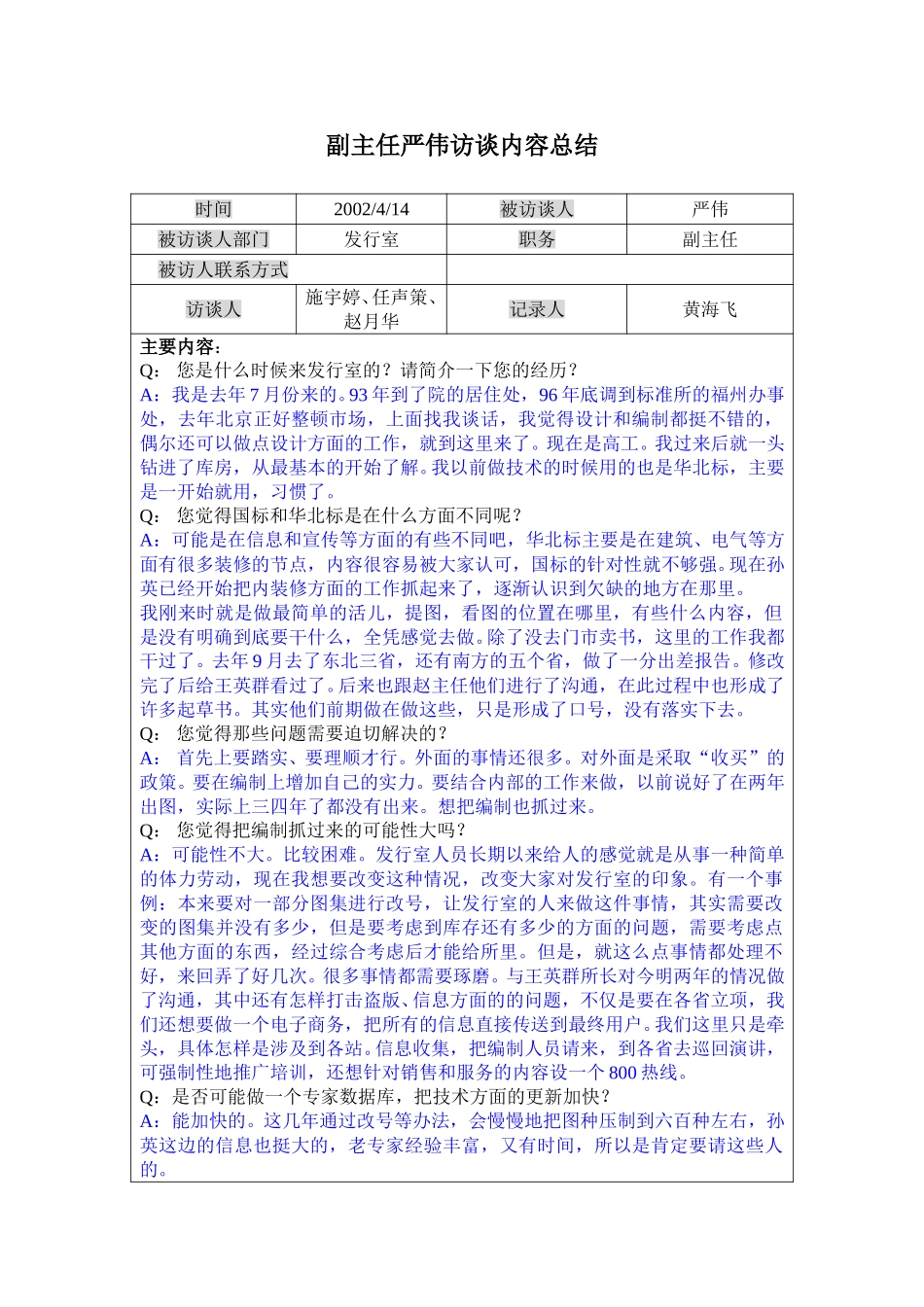 18发行室副主任严伟访谈记录0414.doc_第1页