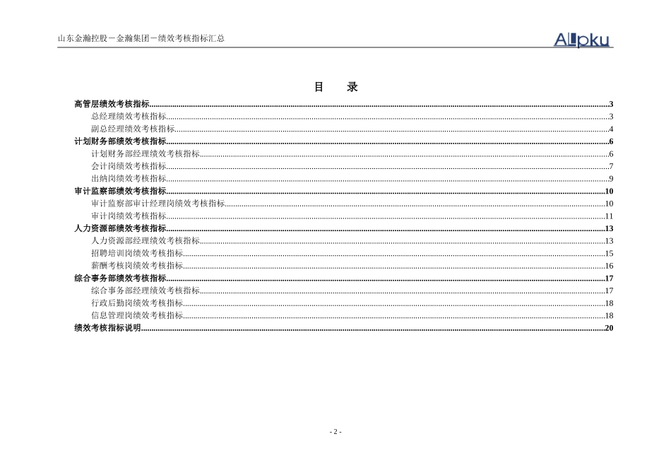 山东金瀚控股－金瀚集团－绩效考核指标库.doc_第2页