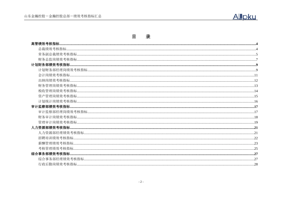 山东金瀚控股－金瀚控股－绩效考核指标库.doc_第2页
