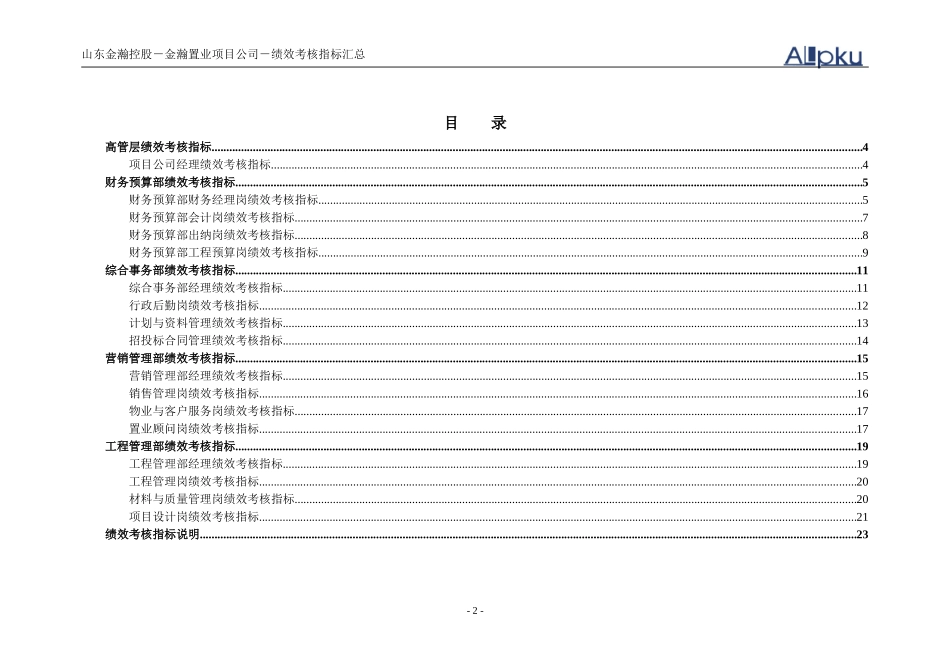 山东金瀚控股－金瀚置业项目公司－绩效考核指标库.doc_第2页