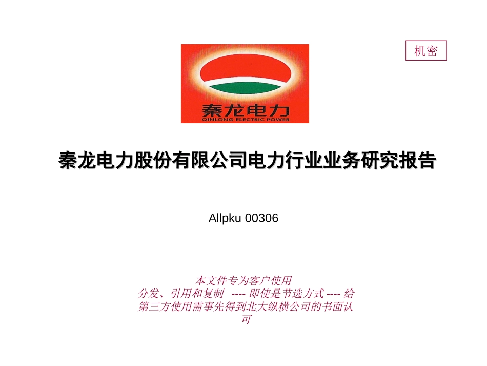 秦龙电力股份有限公司电力行业业务战略报告.ppt_第1页