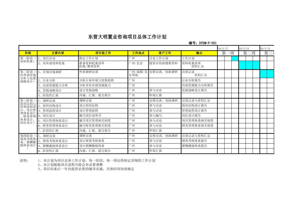 东营大明置业咨询项目总体工作计划.xls_第1页