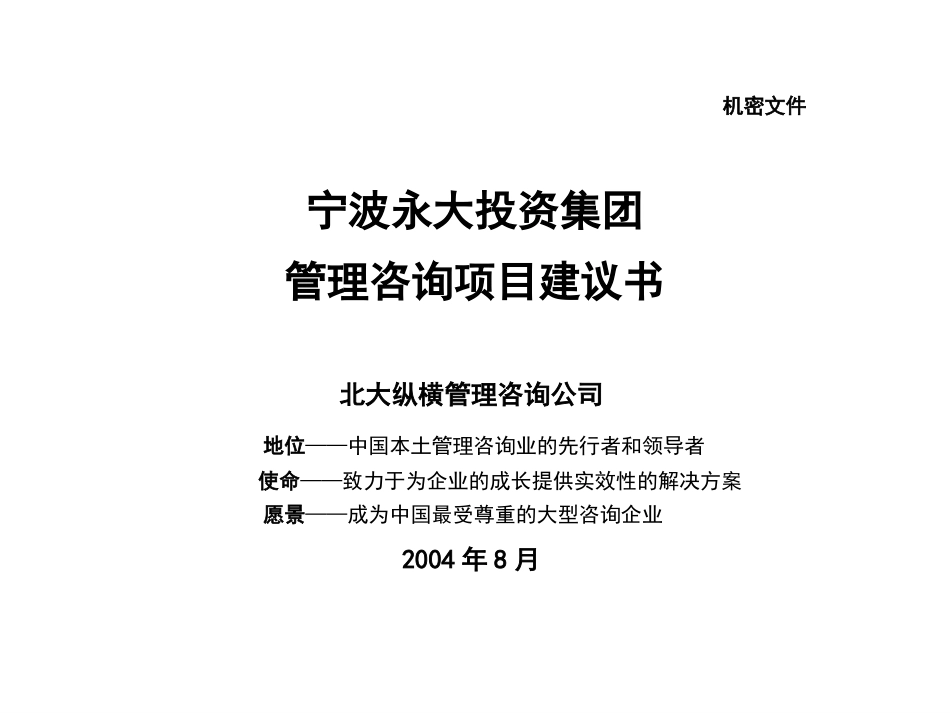 宁波永大投资集团项目建议书0821.ppt_第1页