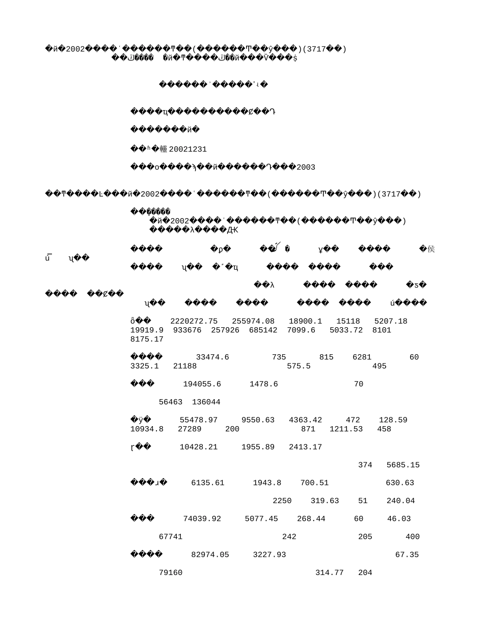 中国2002年地质勘查费用统计(按地区和部门分列)(3717字).txt_第1页