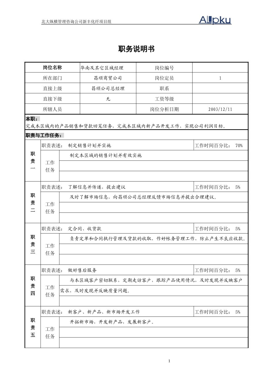 华南及其他区域经理职务说明书.doc_第1页