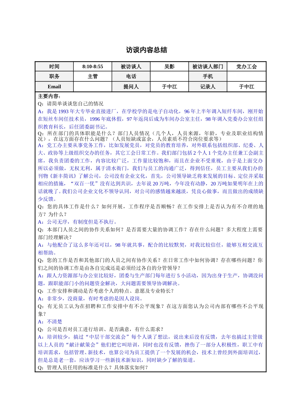 党团办主管吴影访谈总结.doc_第1页