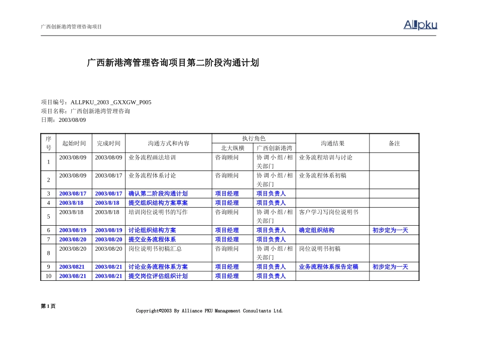 5广西创新港湾管理咨询项目第二阶段沟通计划.doc_第1页