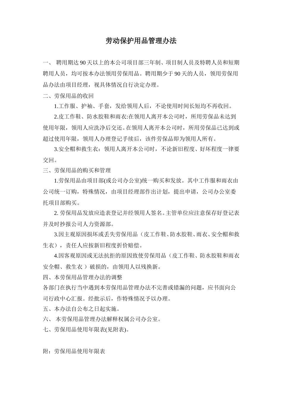 劳动保护用品管理办法.doc_第1页
