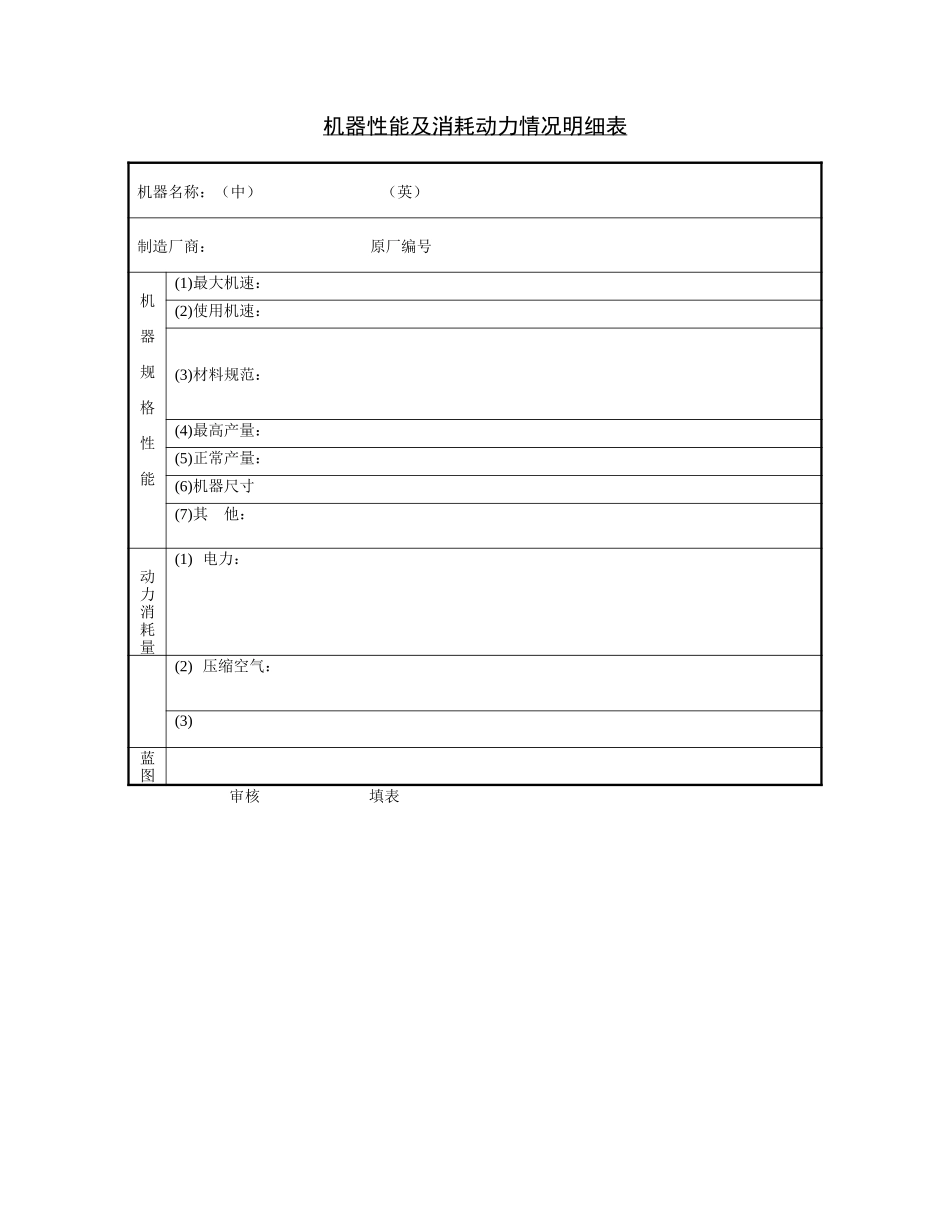 机器性能及消耗动.DOC_第1页