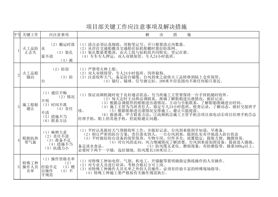 项目部关键工作应.xls_第1页