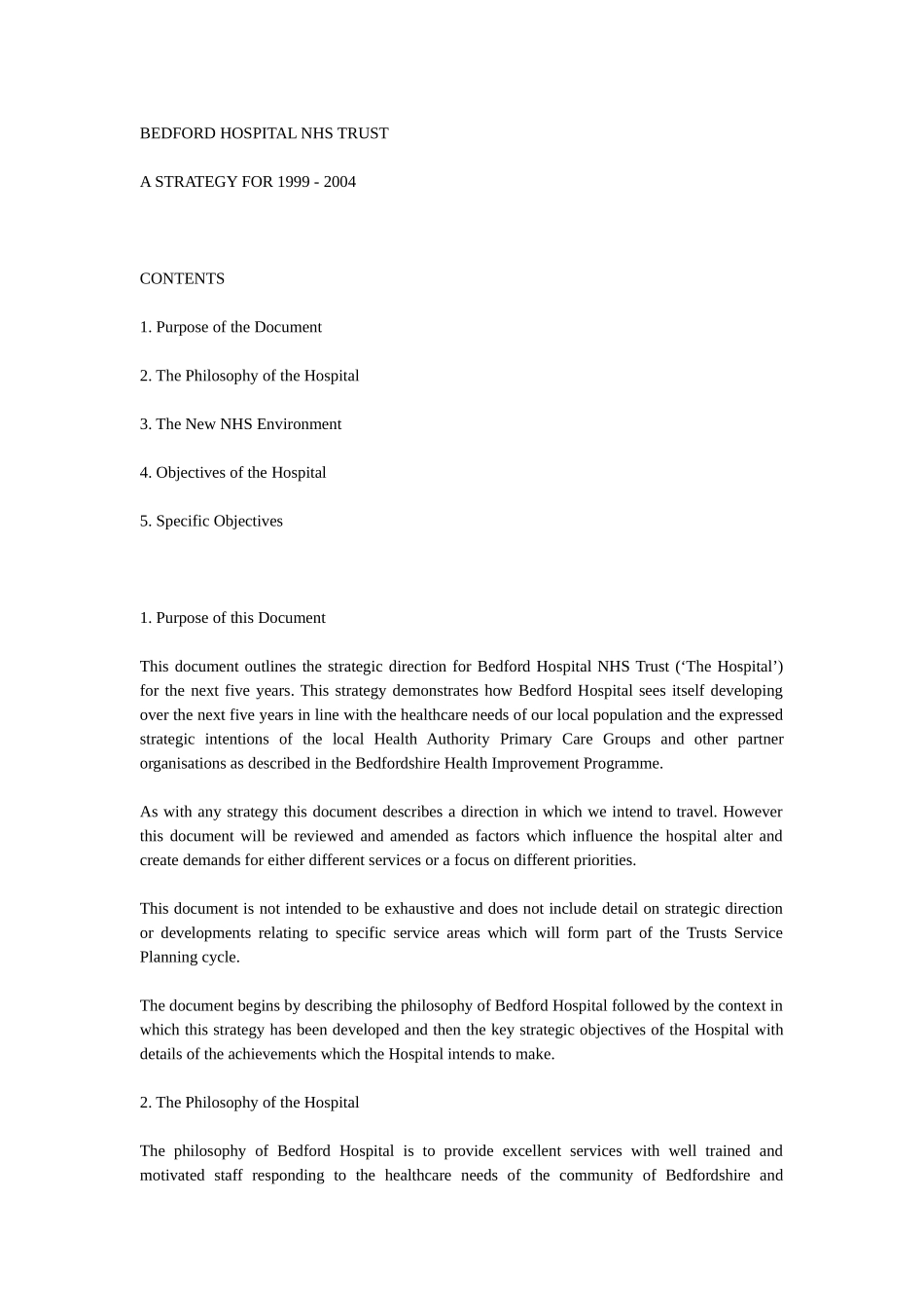 BEDFORD HOSPITAL NHS TRUST strategy.doc_第1页