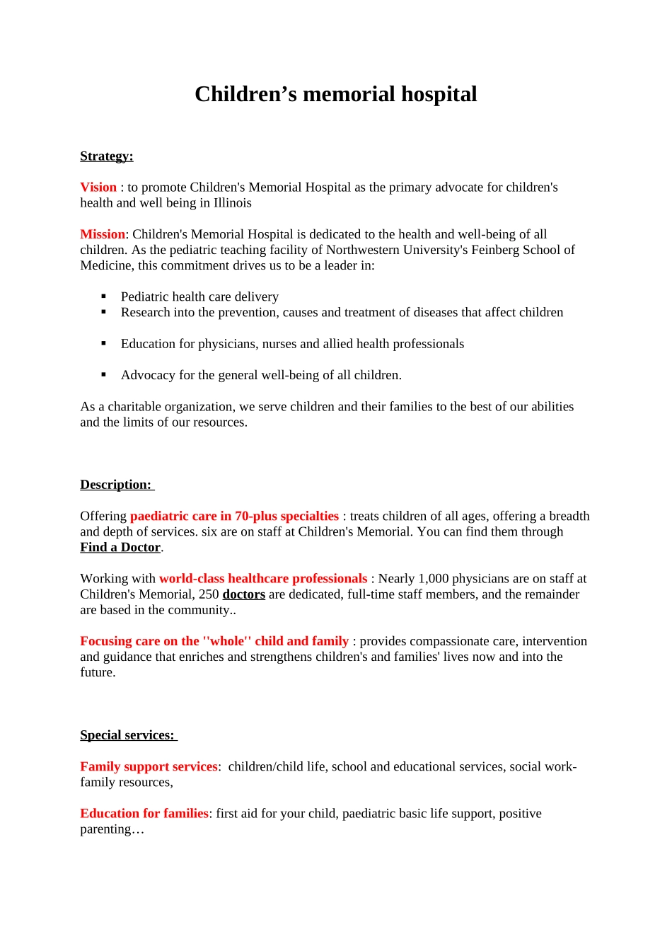 Chlidrensmemorialhospital.doc_第1页