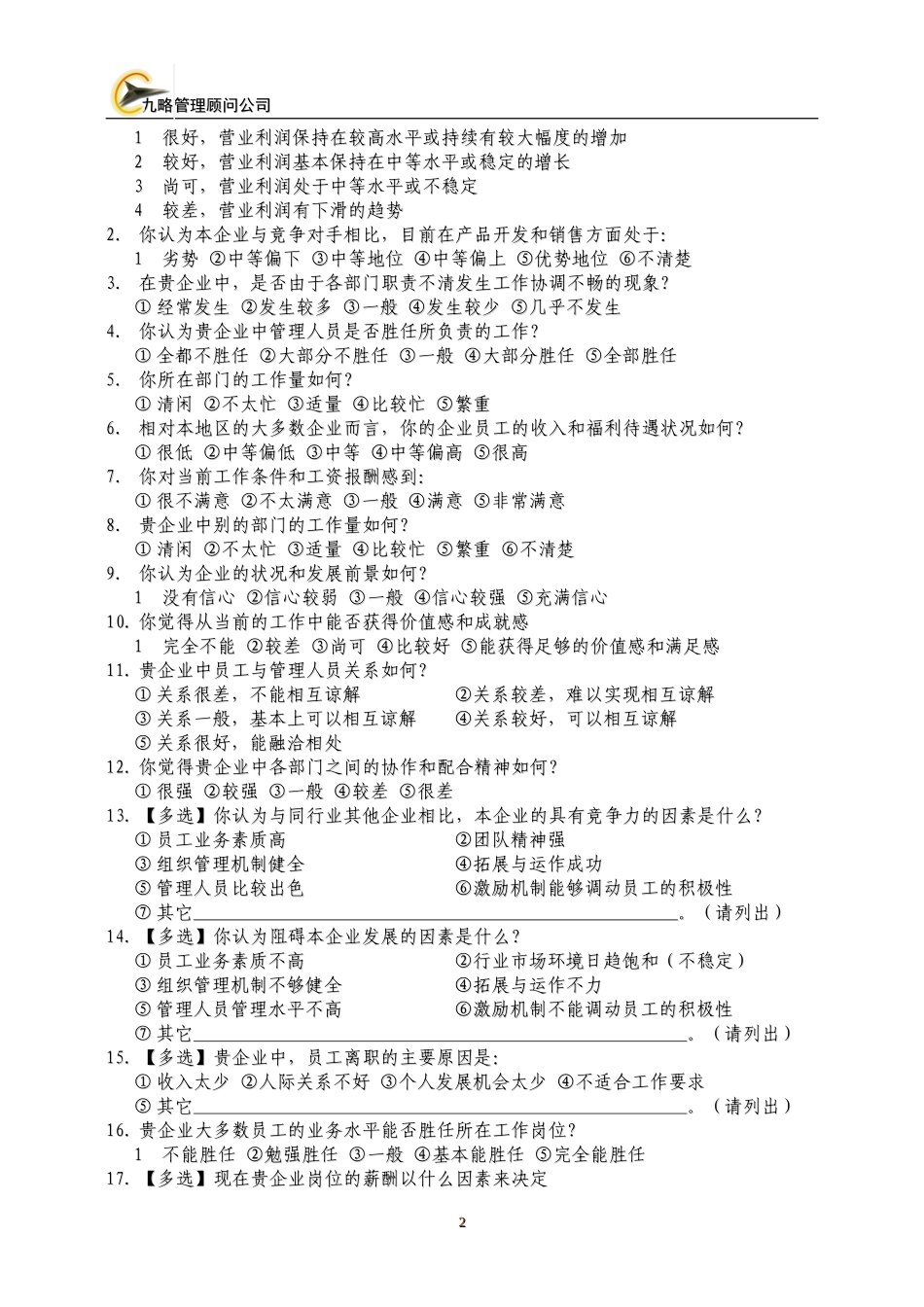 管理咨询前期调研问卷.doc_第2页
