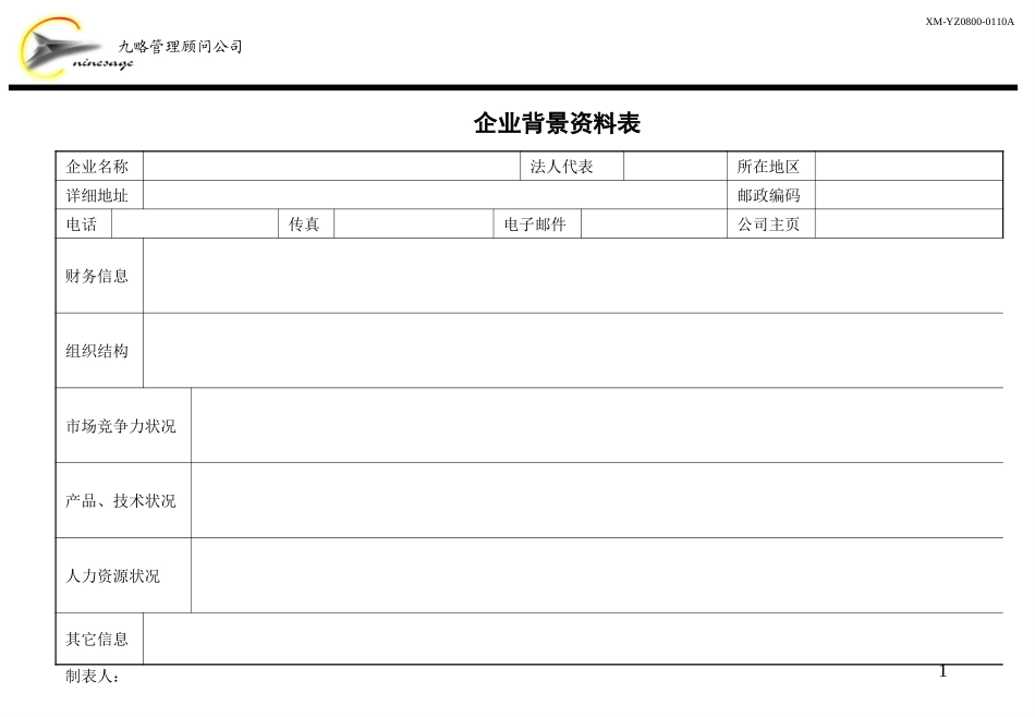 企业背景资料表.ppt_第1页