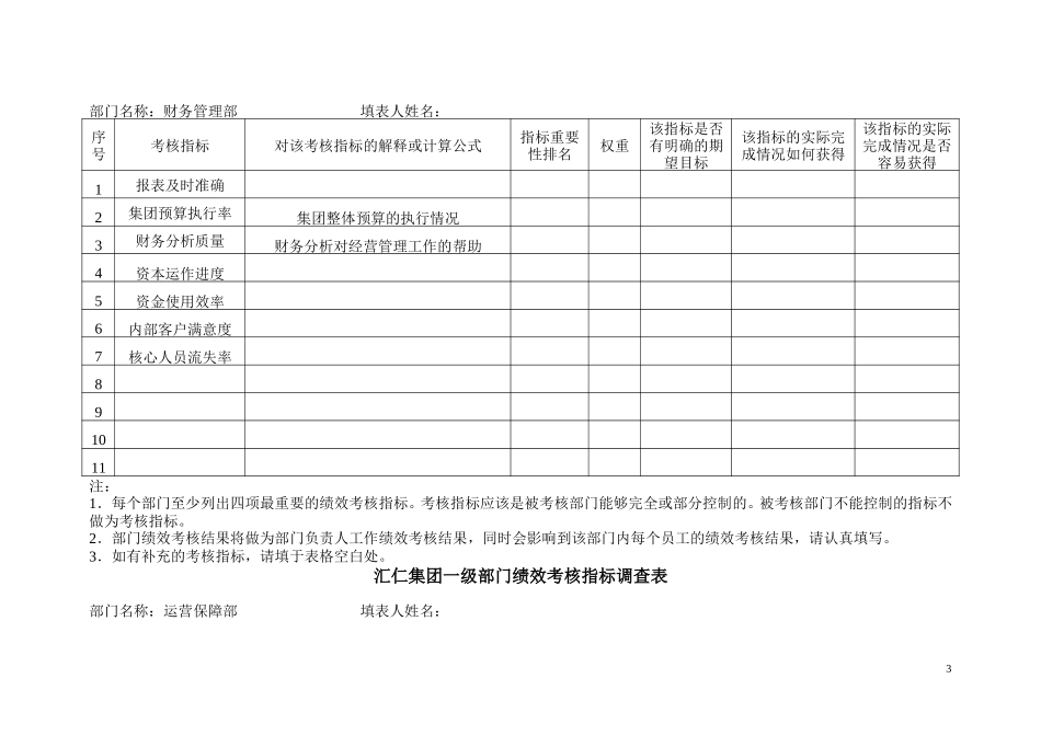 汇仁集团一级部门绩效考核指标调查表ly0529.doc_第3页