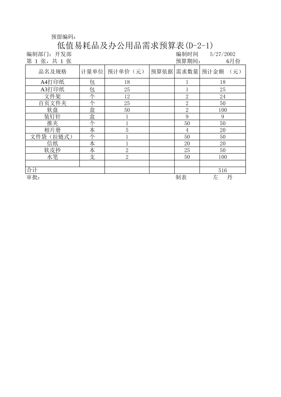 开发部预算(6月份）.xls_第3页