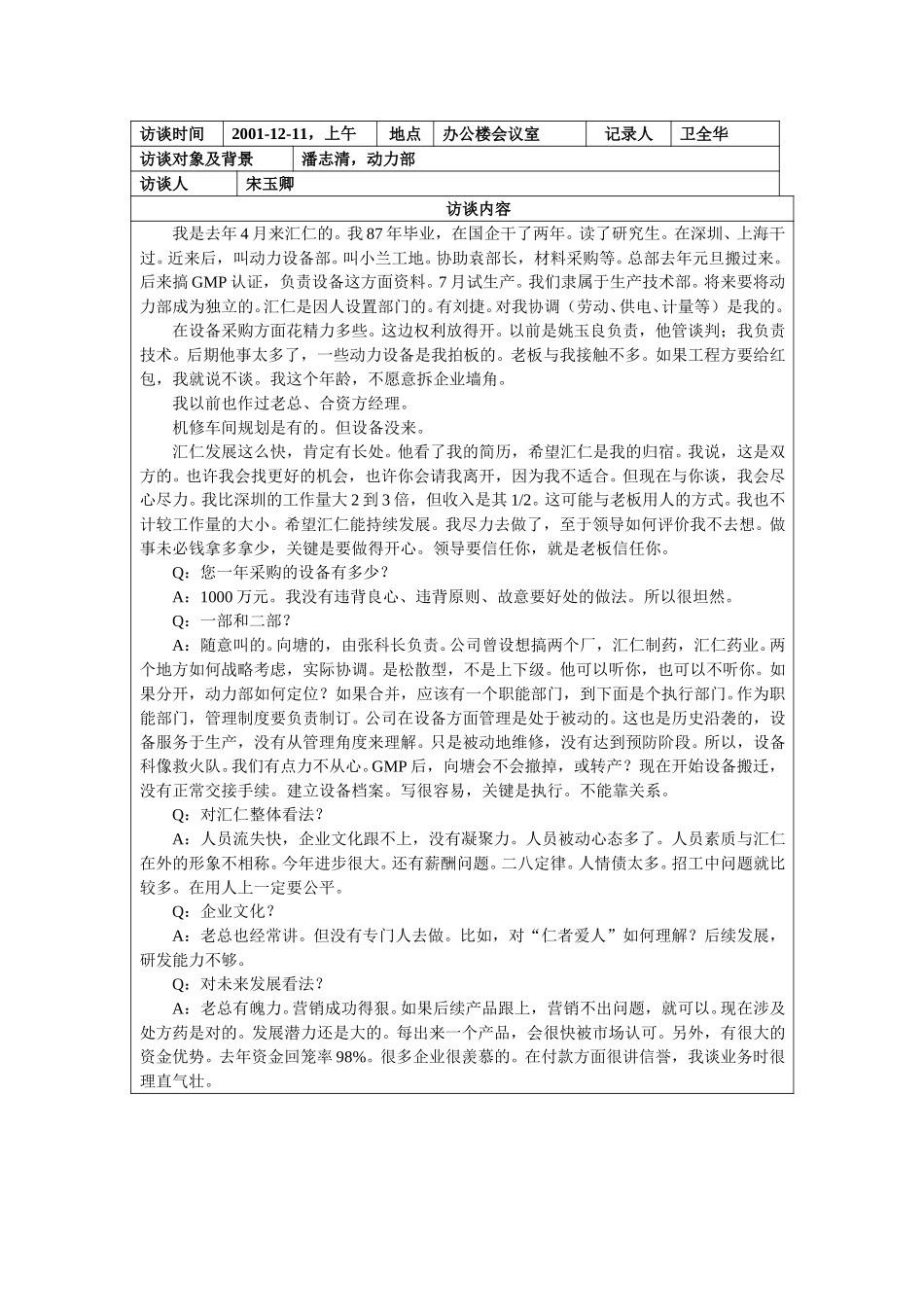 访谈记录表-潘志清.doc_第1页