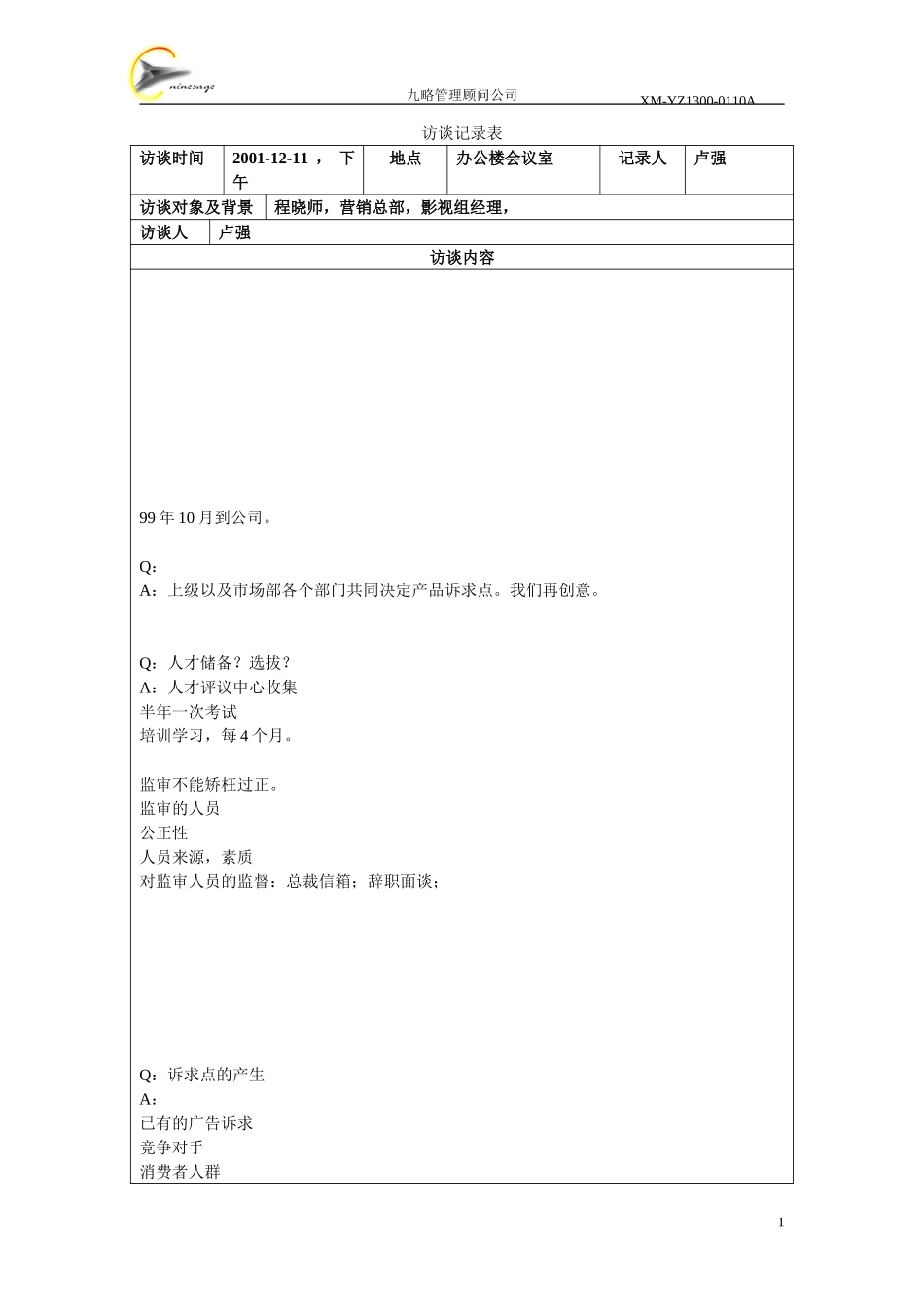 访谈记录表-上海-程晓狮.doc_第1页