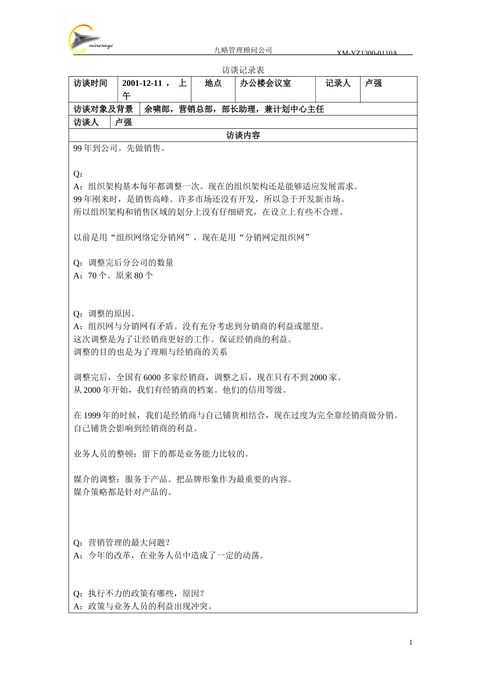 访谈记录表-上海-余啸郎.doc_第1页