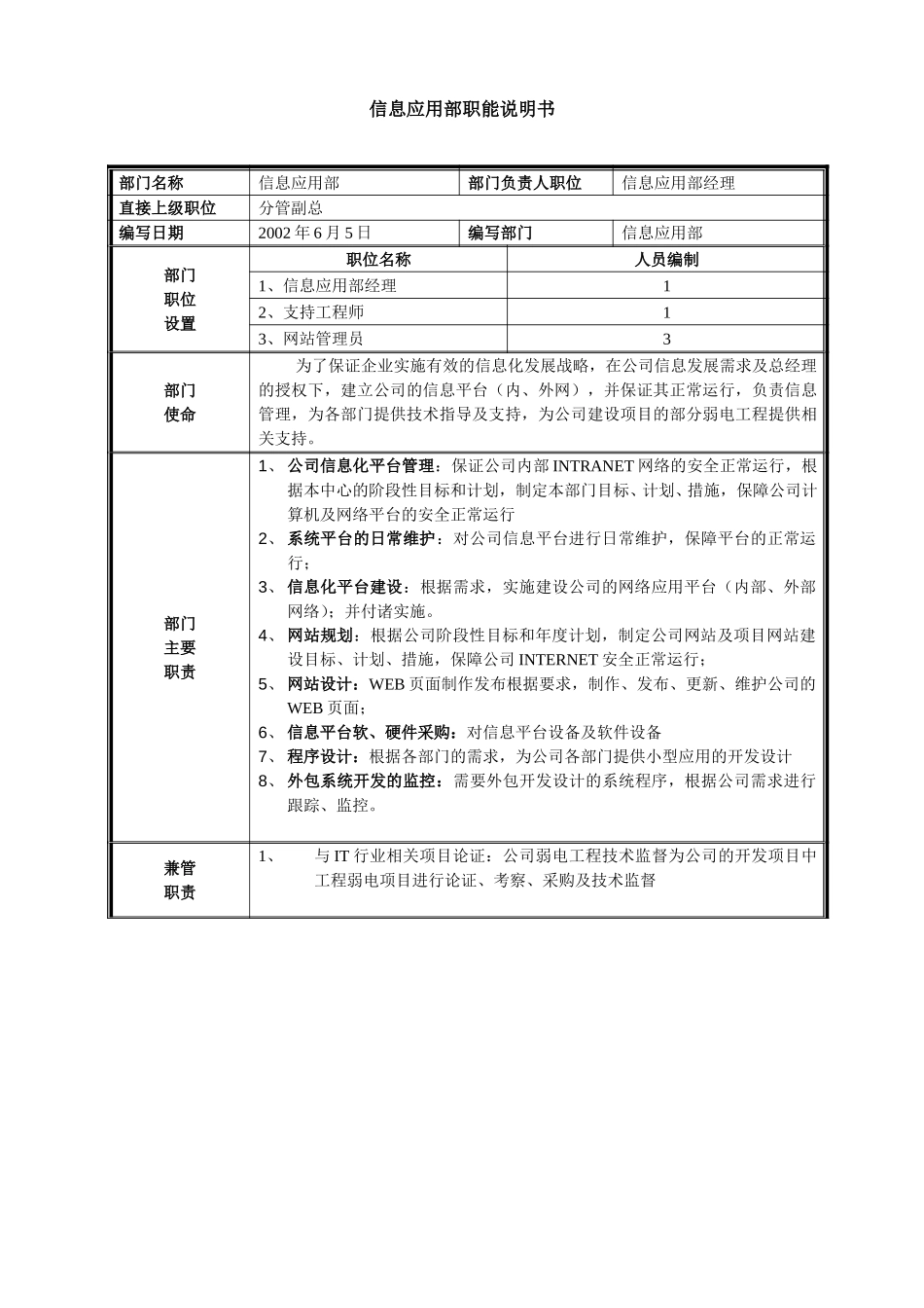 部门职能说明书-信息应用部.doc_第1页