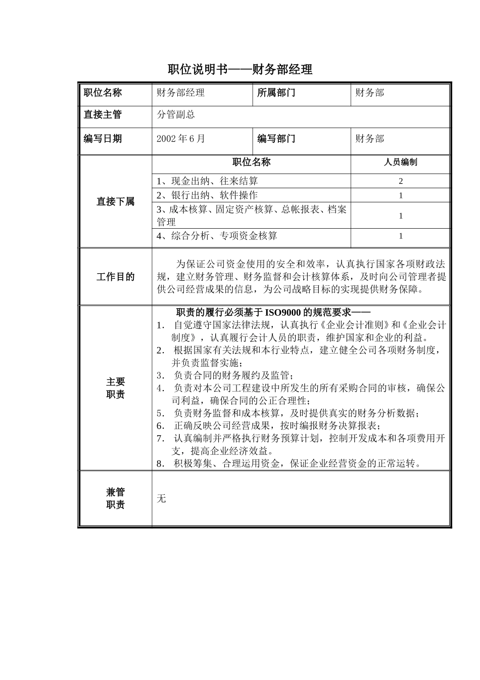 职位说明书——财务部经理.doc_第1页