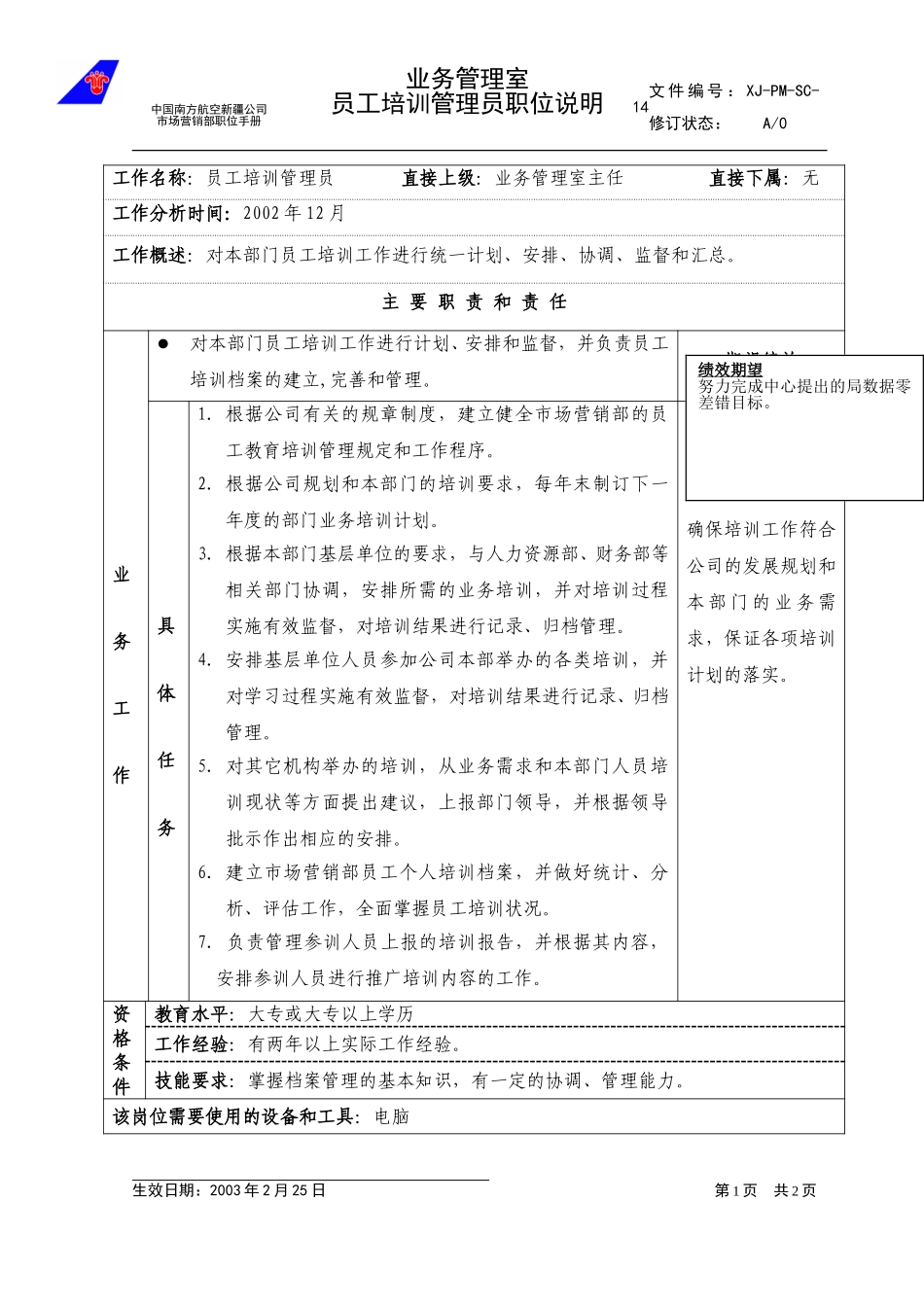 14培训主管职位.doc_第1页