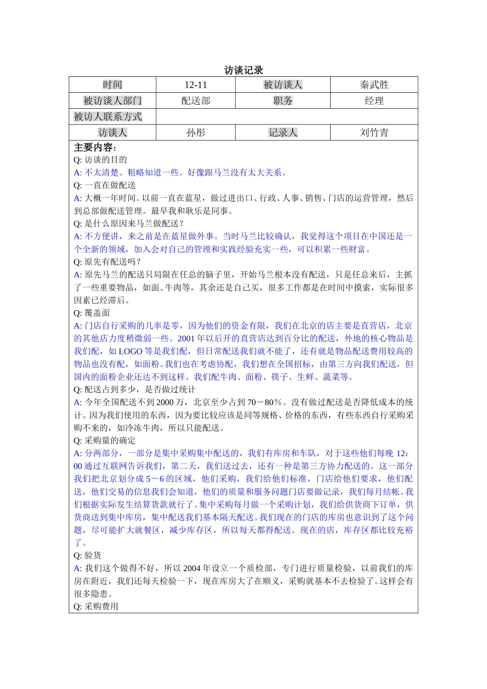 1211-马兰配送负责人访谈记录－lzq.doc_第1页