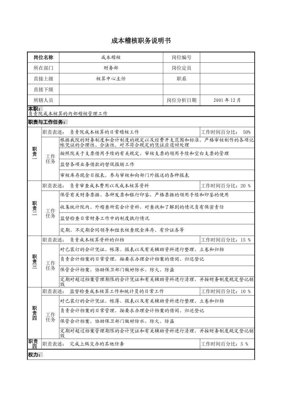 财务职务说明书-姜蕾.doc_第1页