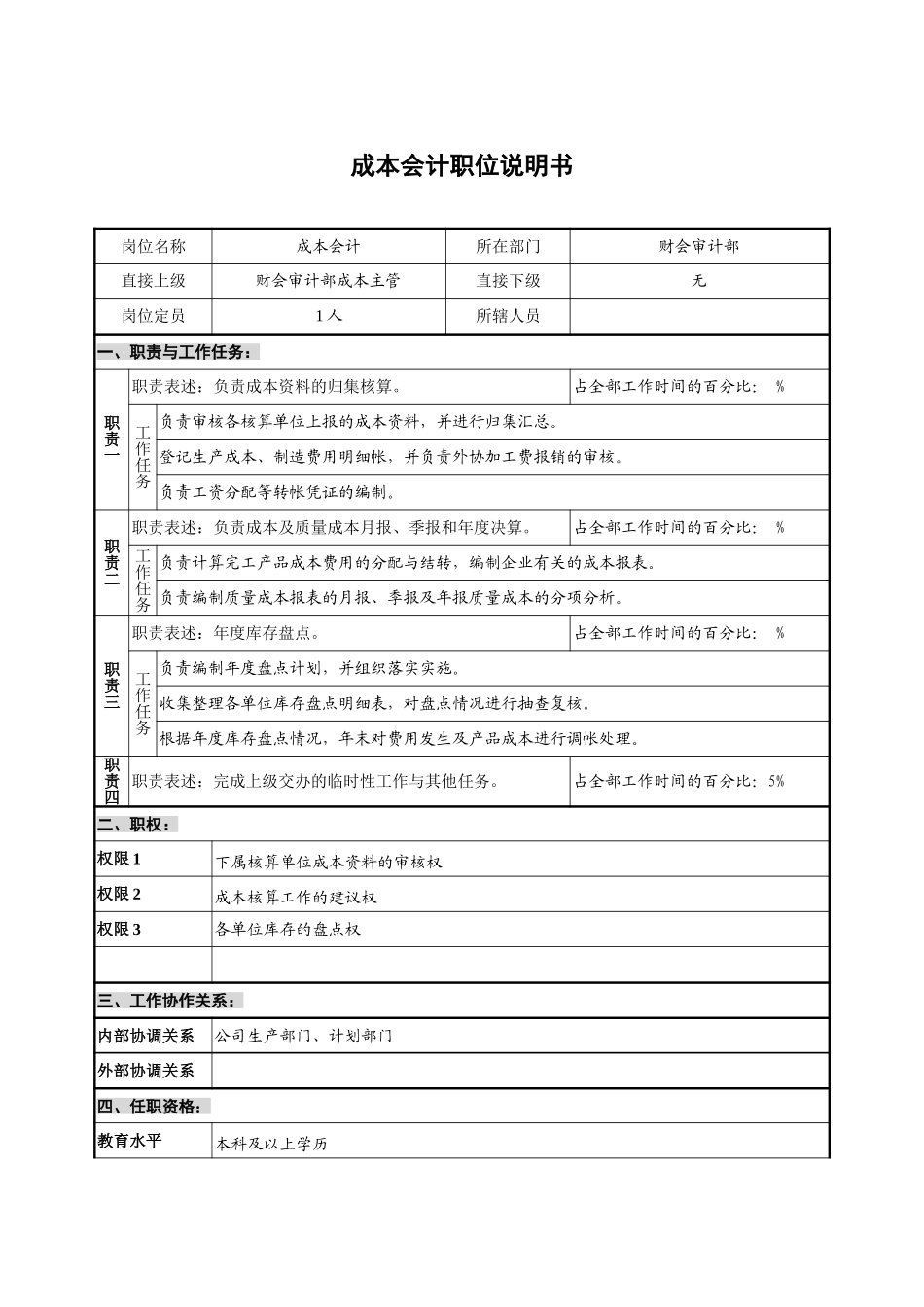 财会审计部－成本会计.doc_第1页