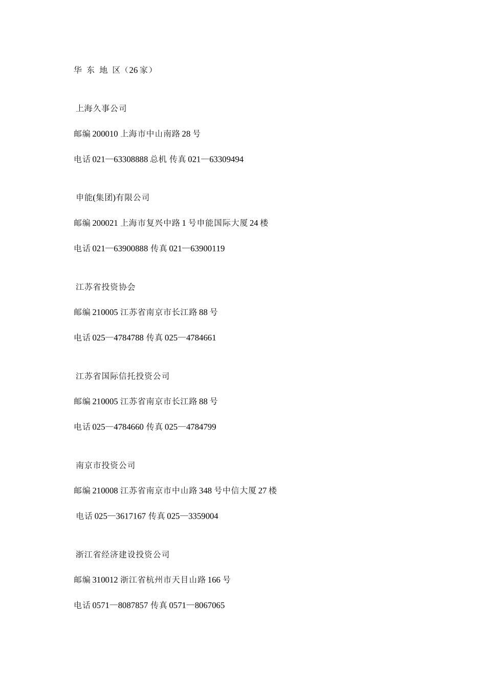 中国各地区投资公司联系方式.doc_第1页