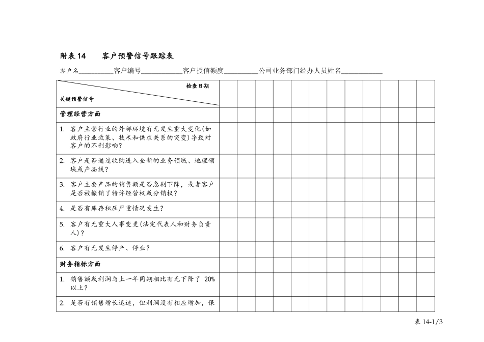 table 14客户预警信号跟踪表.doc_第1页