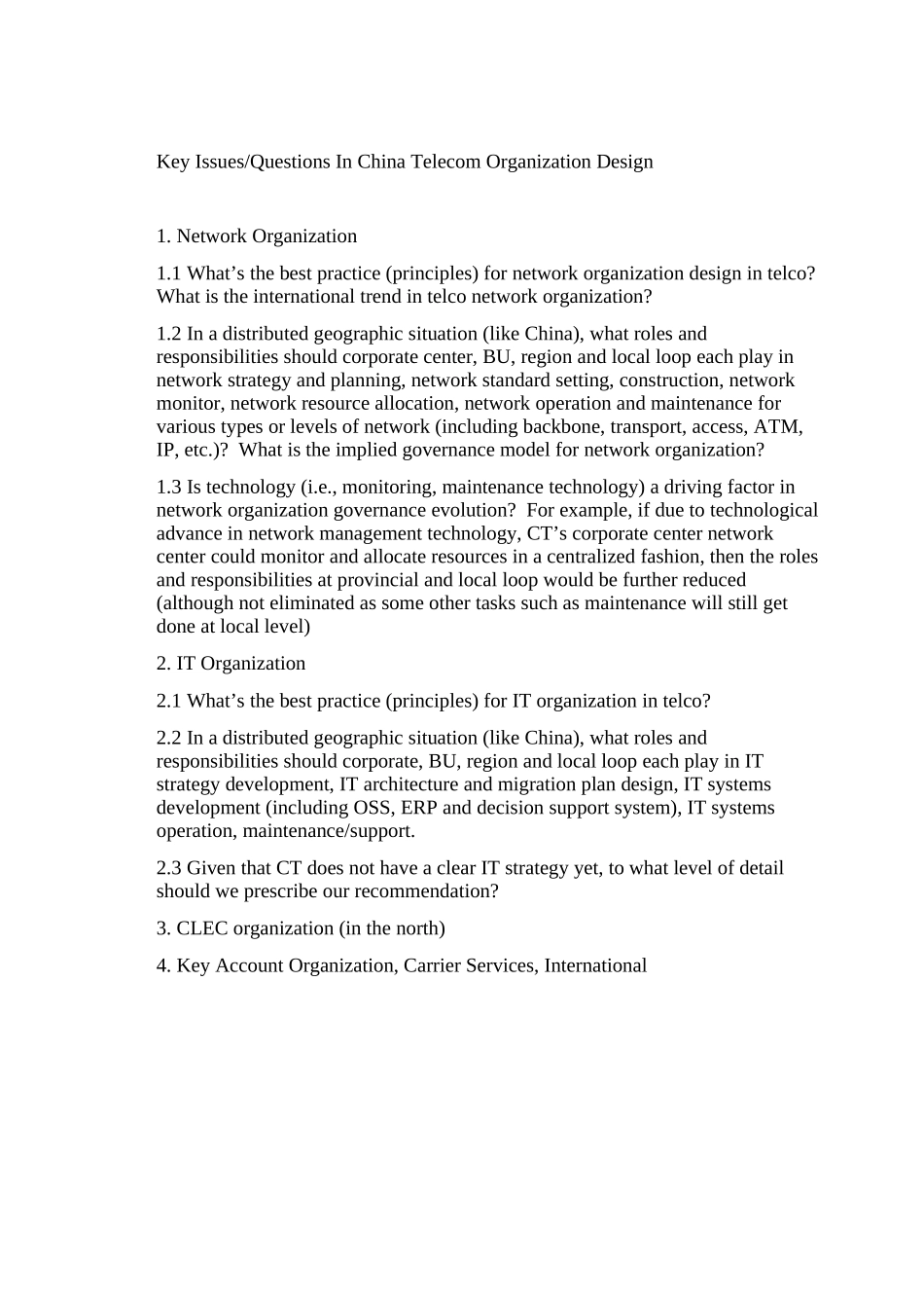 Key Issues For China Telcom Org Design.doc_第1页