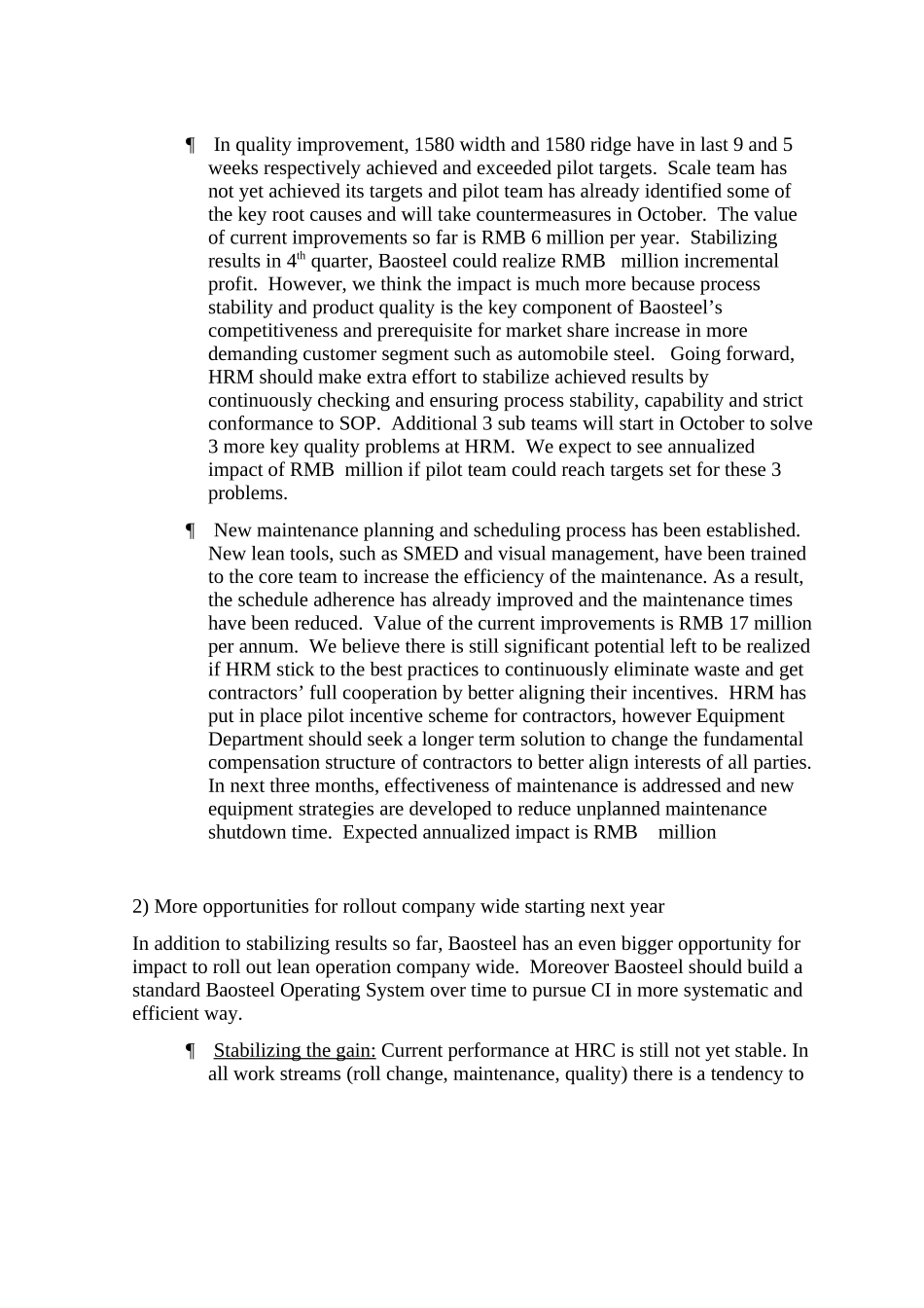 HRM 6 MONTH PILOT SUMMARY memo English.doc_第2页