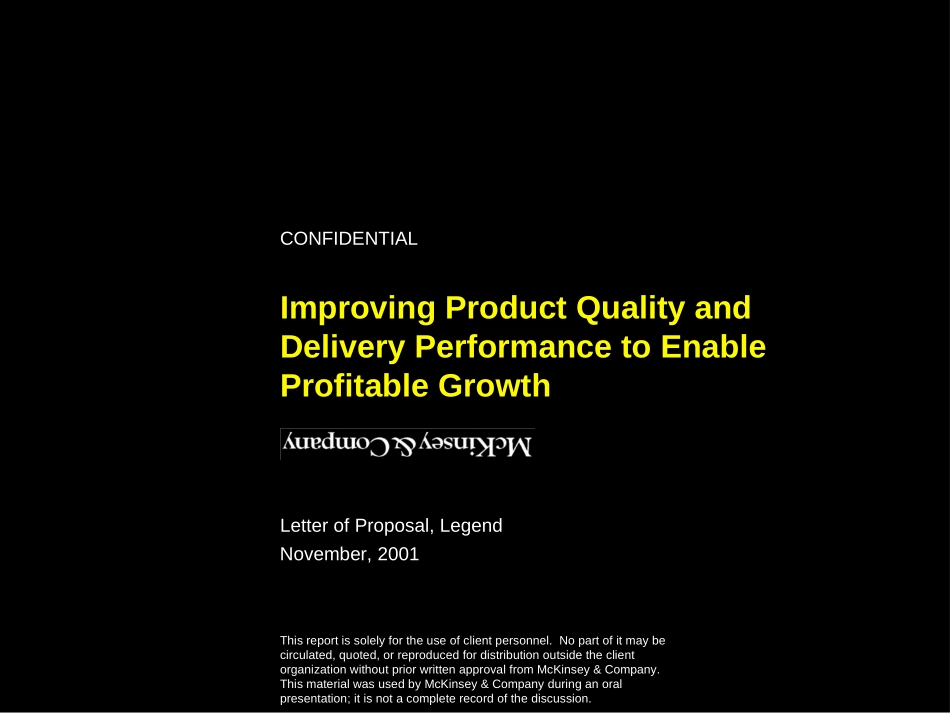 Improving Product Quality and Delivery Performance to Enable Profitable Growth.ppt_第1页