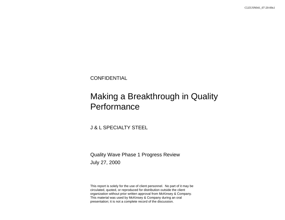 Making a Breakthrough in Quality Performance - Quality Wave Phase 1 Progress Review.ppt_第1页